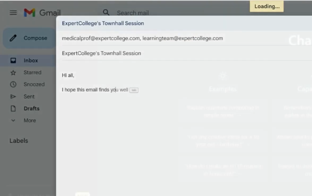 ChatGPT generating a professional email subject line for business communication