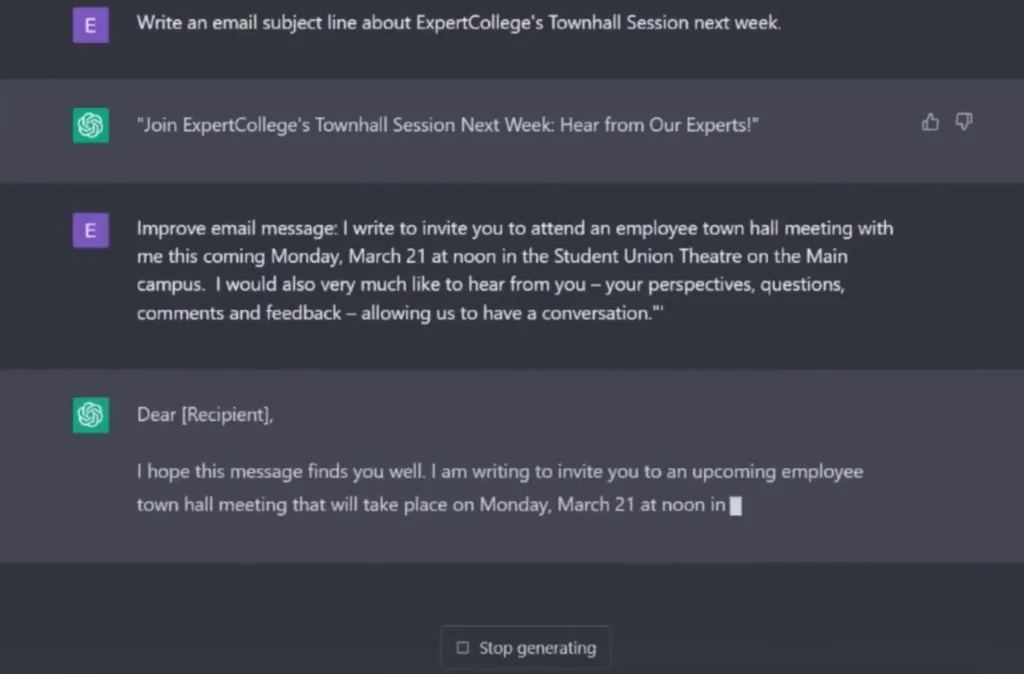 Using ChatGPT to write a professional email body step by step