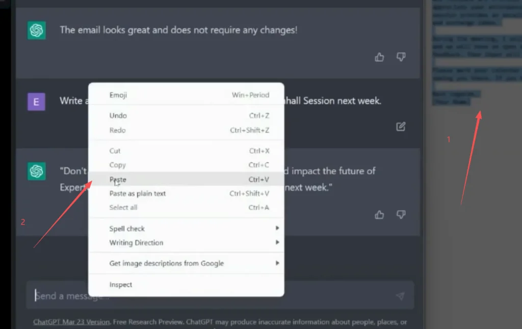 Usando o ChatGPT para revisar e corrigir e-mails